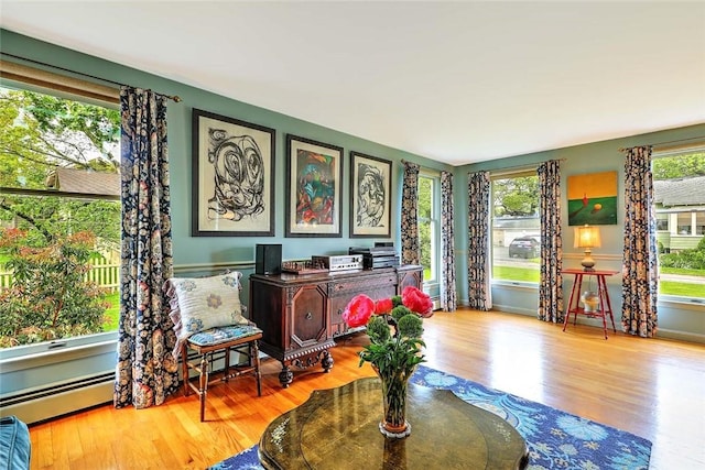 sitting room with wood finished floors