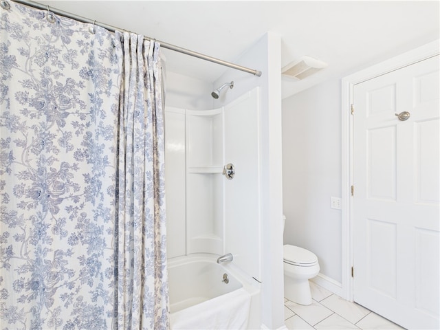 135 Cypress St, Providence, RI 02906 - full bath featuring toilet, tile patterned flooring, and shower / bath combination with curtain