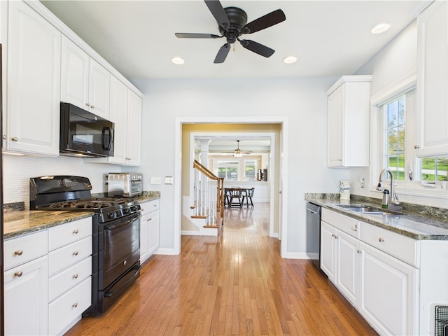 6 Yarmouth Cir S, Kingstown, RI 02879 - kitchen featuring a sink, plenty of natural light, black appliances, and a ceiling fan