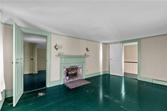 unfurnished living room with a baseboard radiator