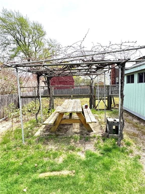 view of yard with a fenced backyard