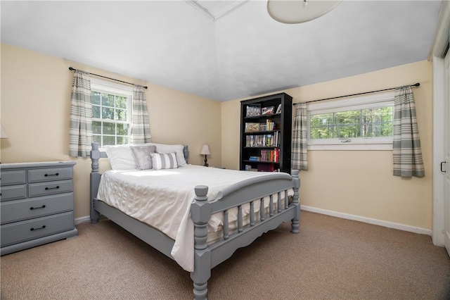 745 Eagle Peak Rd, Burrillville, RI 02859 - bedroom featuring light carpet, baseboards, and lofted ceiling