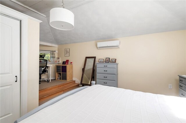 745 Eagle Peak Rd, Burrillville, RI 02859 - bedroom with a wall unit AC and lofted ceiling