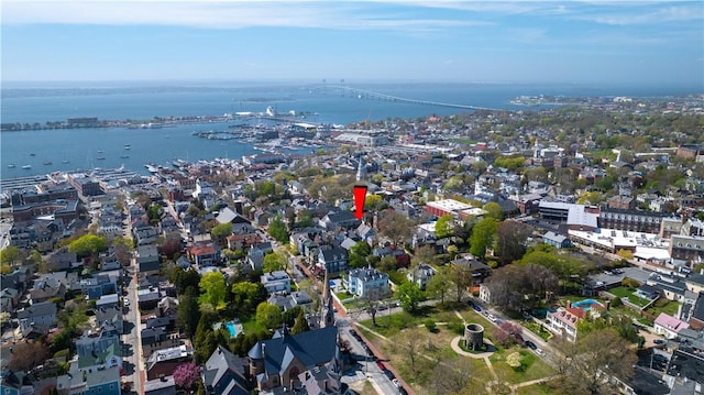85 Mill St, Newport, RI 02840 - aerial view of property and surrounding area featuring a large body of water