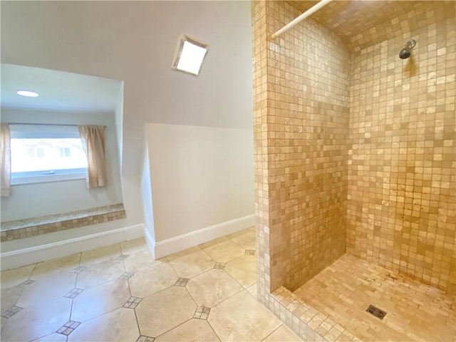 404 Lloyd Ave Unit 408, Providence, RI 02906 - full bathroom with a tile shower, tile patterned floors, and baseboards