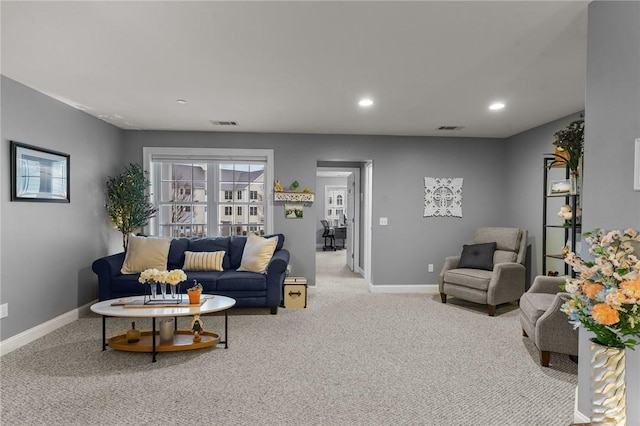 40 Saw Mill Dr Unit 203, North Kingstown, RI 02852 - living room featuring baseboards, light colored carpet, and recessed lighting