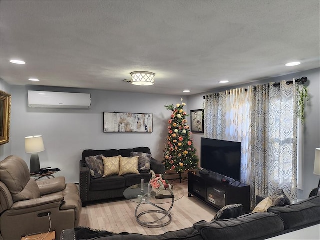 8 Marigold Ct, Cranston, RI 02920 - living room with a wall unit AC, light wood-style flooring, and recessed lighting