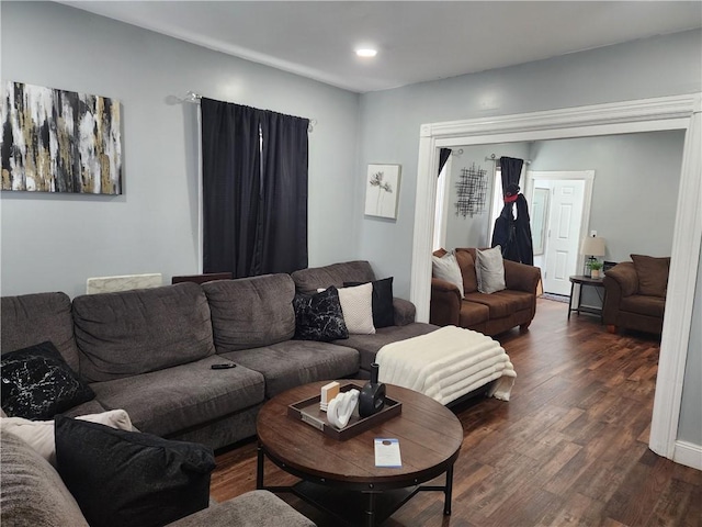 64 Westwood Ave, Cranston, RI 02905 - living area with dark wood finished floors and recessed lighting