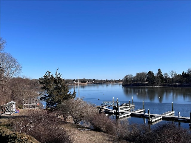 dock area featuring a water view