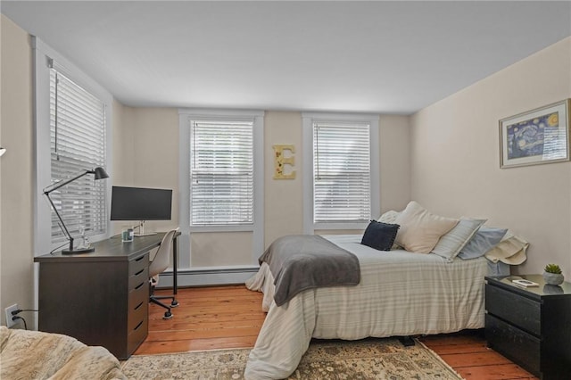 275 Hope St, Bristol, RI 02809 - bedroom featuring hardwood / wood-style floors, a baseboard heating unit, and an office area