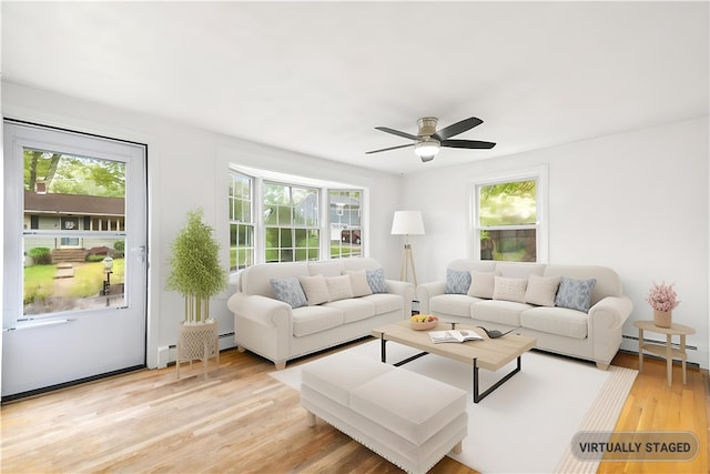 3 Baylor Dr, Coventry, RI 02816 - living room with healthy amount of natural light, light wood-style flooring, and ceiling fan