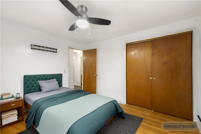 3 Baylor Dr, Coventry, RI 02816 - bedroom featuring light wood finished floors, a closet, and a ceiling fan