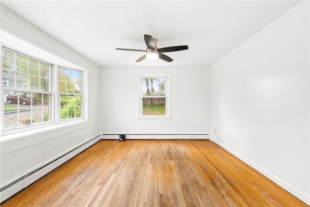 3 Baylor Dr, Coventry, RI 02816 - unfurnished room with a baseboard radiator, wood finished floors, a ceiling fan, and baseboards