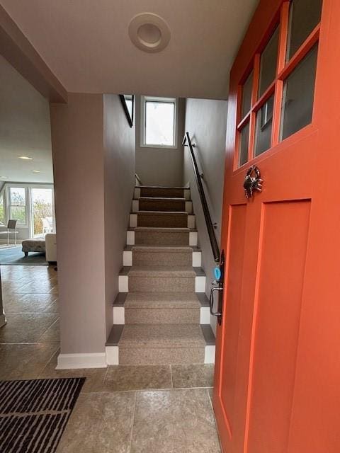 stairs with baseboards