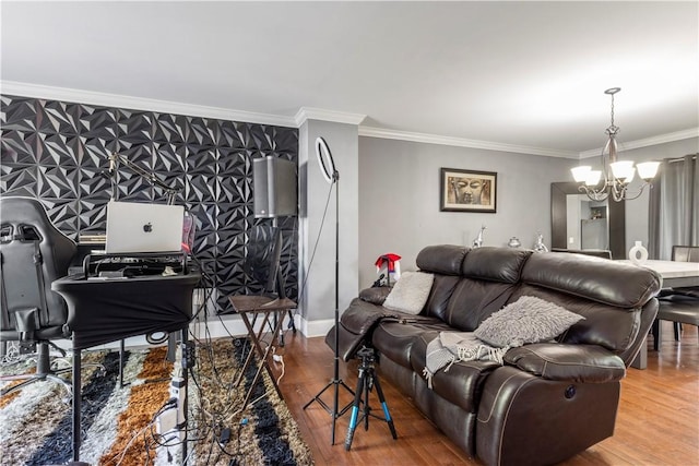 5 Morrill Ln Unit G, North Providence, RI 02904 - living area featuring a chandelier, crown molding, and wood finished floors