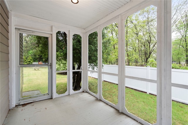 view of unfurnished sunroom
