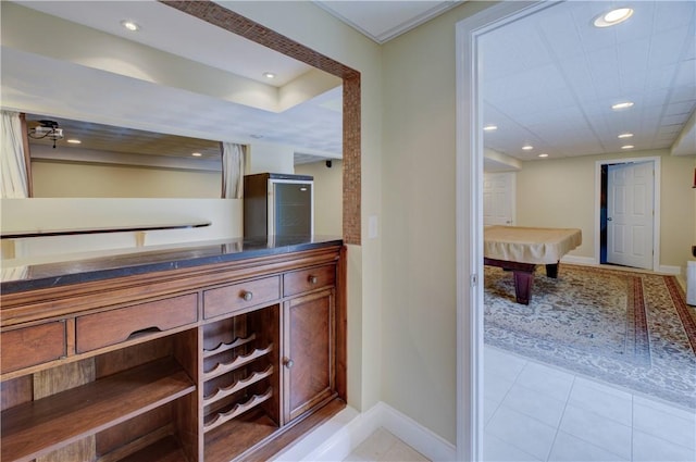 34 Ledgefield Rd, Scituate, RI 02857 - bar with billiards, baseboards, recessed lighting, and light tile patterned floors