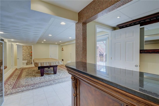 34 Ledgefield Rd, Scituate, RI 02857 - game room with pool table, light tile patterned flooring, and recessed lighting