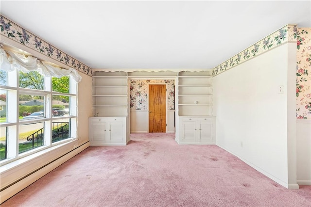 54 Glenwood Dr, North Kingstown, RI 02852 - carpeted spare room with baseboard heating, wallpapered walls, and baseboards