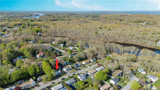 54 Glenwood Dr, North Kingstown, RI 02852 - aerial overview of property's location with a forest and a nearby body of water
