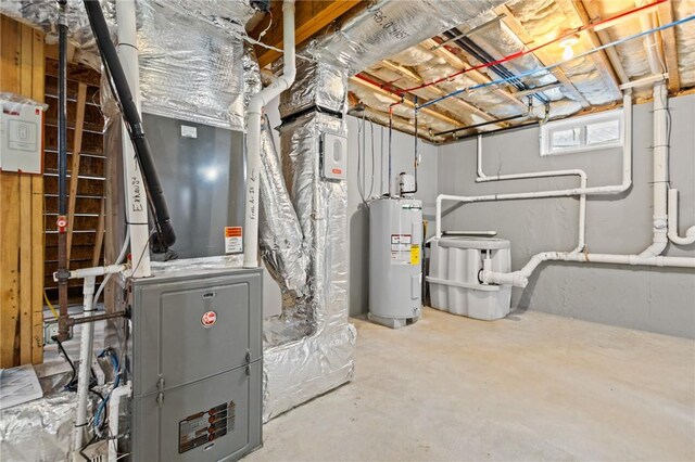 basement with electric water heater