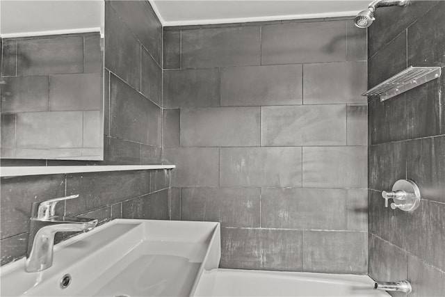 full bathroom with a sink and a shower