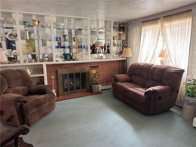 living area featuring baseboard heating