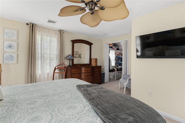 bedroom featuring carpet floors and a ceiling fan