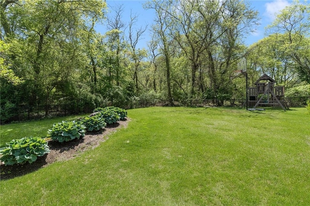 view of yard with a playground