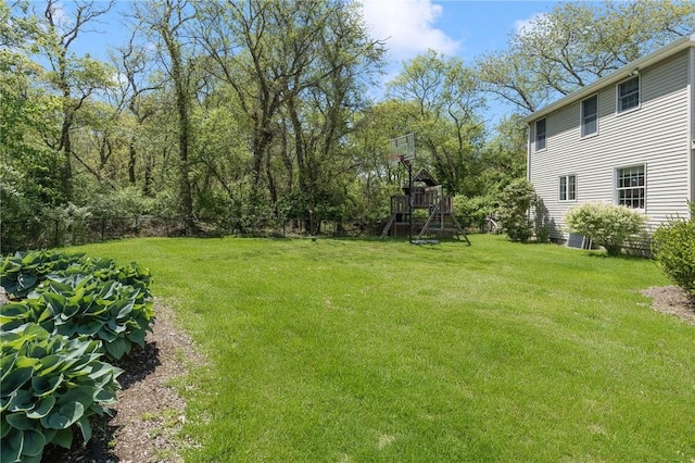 view of yard with a playground