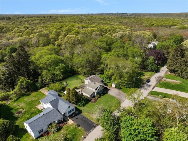 aerial view of a heavily wooded area