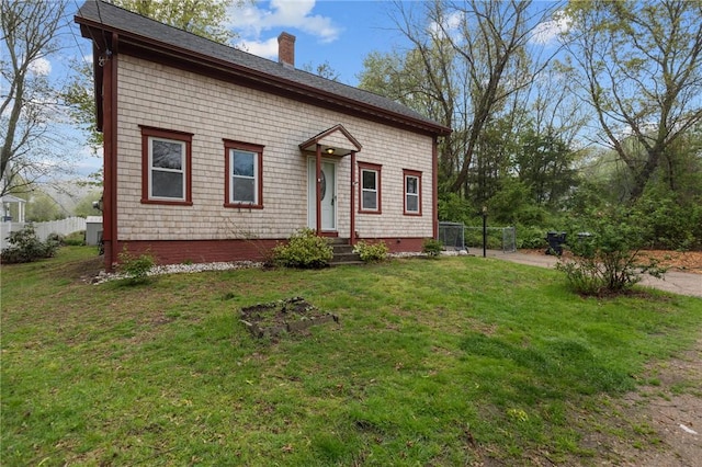 183 Annaquatucket Rd, North Kingstown, RI 02852 - view of front of property with a chimney, entry steps, and cooling unit