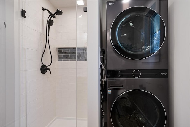 9 Stedman Rd, South Kingstown, RI 02879 - laundry area with stacked washing machine and dryer