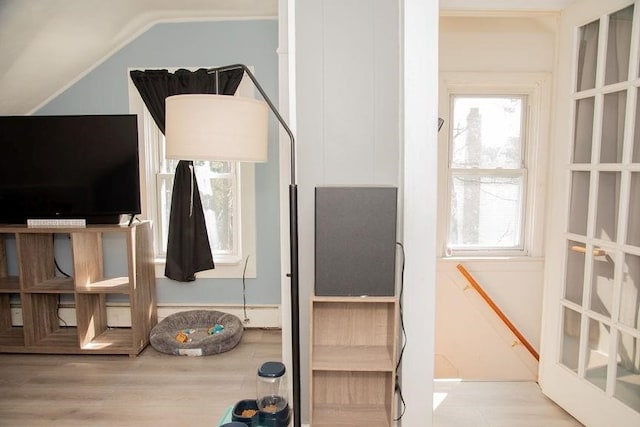 16 Gough Ave, West Warwick, RI 02893 - unfurnished bedroom featuring vaulted ceiling, multiple windows, and wood finished floors