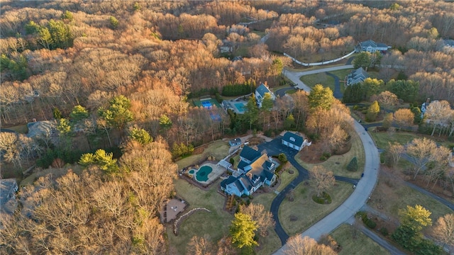38 Miss Fry Dr, East Greenwich, RI 02818 - aerial view of property and surrounding area featuring a forest and a pool area