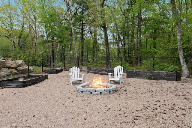 38 Miss Fry Dr, East Greenwich, RI 02818 - view of yard featuring an outdoor fire pit and fence