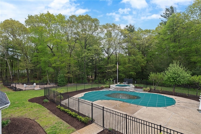 38 Miss Fry Dr, East Greenwich, RI 02818 - view of swimming pool with an in-ground hot tub and a patio area