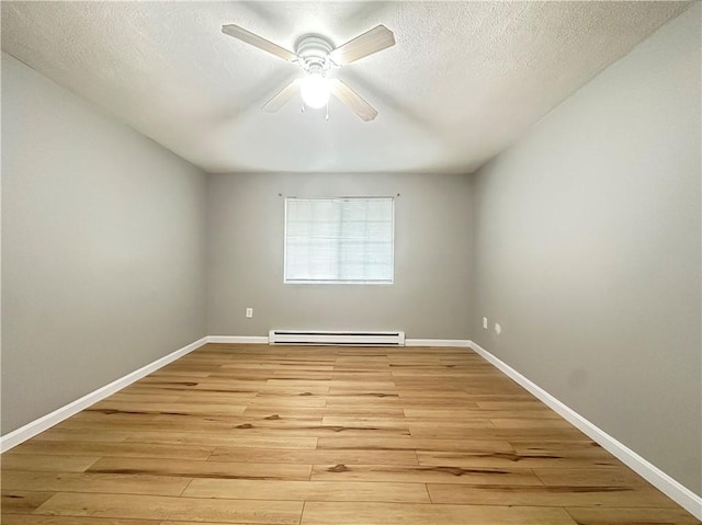 300 Smithfield Rd Unit B3-18, North Providence, RI 02904 - unfurnished room with baseboard heating, light wood finished floors, ceiling fan, a textured ceiling, and baseboards