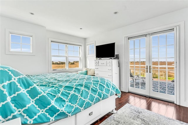 32 Breach Dr, Westerly, RI 02891 - bedroom featuring access to outside, dark wood-type flooring, french doors, and recessed lighting