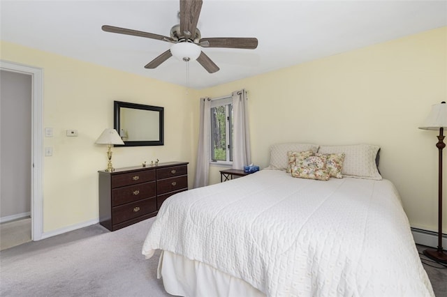 218 Burnt Cedar Dr, North Kingstown, RI 02852 - carpeted bedroom with ceiling fan, a baseboard radiator, and baseboards