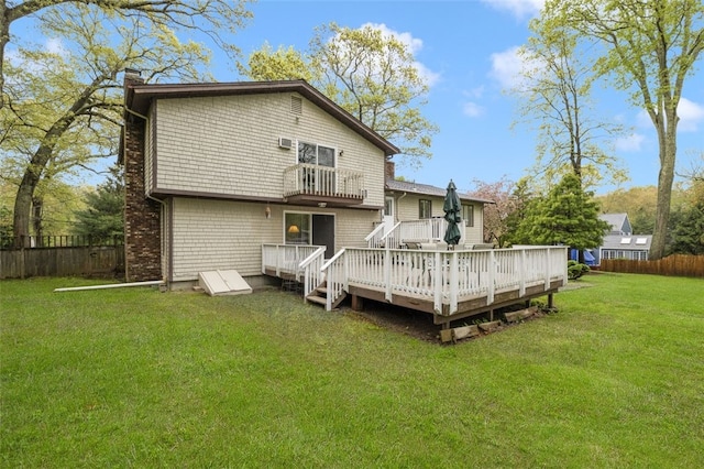 218 Burnt Cedar Dr, North Kingstown, RI 02852 - back of property featuring a chimney, a deck, and a balcony