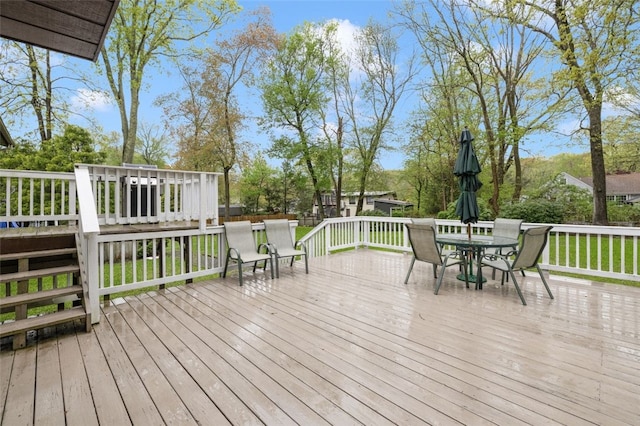 218 Burnt Cedar Dr, North Kingstown, RI 02852 - wooden deck featuring outdoor dining area