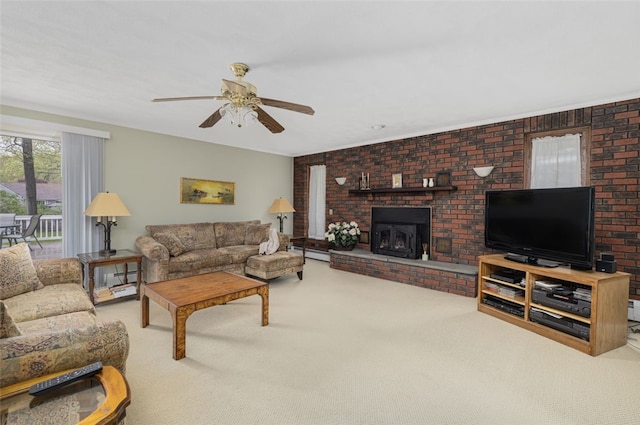 218 Burnt Cedar Dr, North Kingstown, RI 02852 - carpeted living area featuring a baseboard radiator and a ceiling fan