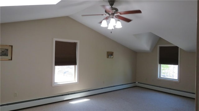 94 Barton St, Pawtucket, RI 02860 - bonus room with vaulted ceiling, a baseboard heating unit, carpet, and ceiling fan