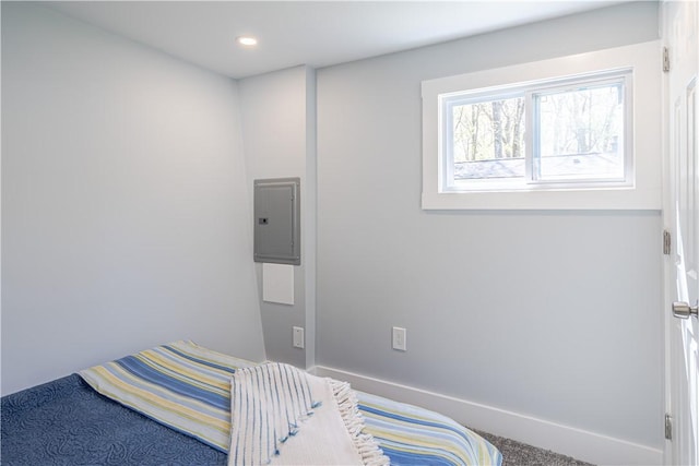 67 Linda Dr, Coventry, RI 02816 - carpeted bedroom featuring baseboards, electric panel, and recessed lighting