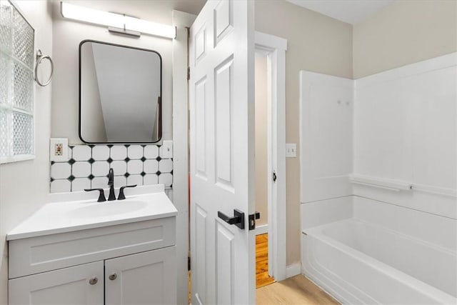 366 Pascoag Main St, Burrillville, RI 02859 - full bathroom featuring vanity, wood finished floors, and shower / tub combination