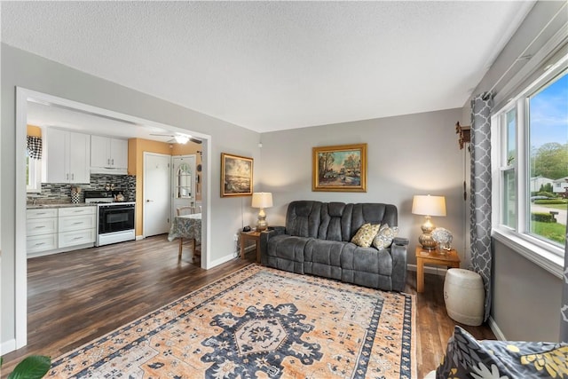 30 Saundra Dr, Westerly, RI 02891 - living area featuring dark wood finished floors, plenty of natural light, and baseboards