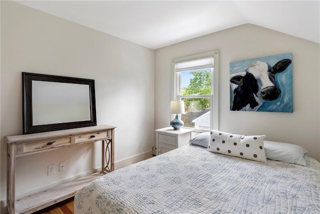 29 Webster St, Newport, RI 02840 - bedroom featuring wood finished floors, vaulted ceiling, and baseboards