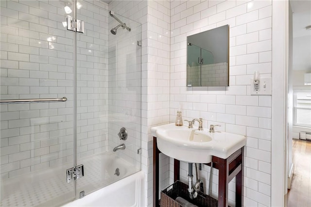 29 Webster St, Newport, RI 02840 - bathroom with tile walls and enclosed tub / shower combo