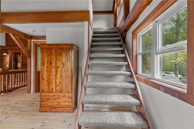 445 Plain Rd, West Greenwich, RI 02817 - stairs featuring wood-type flooring
